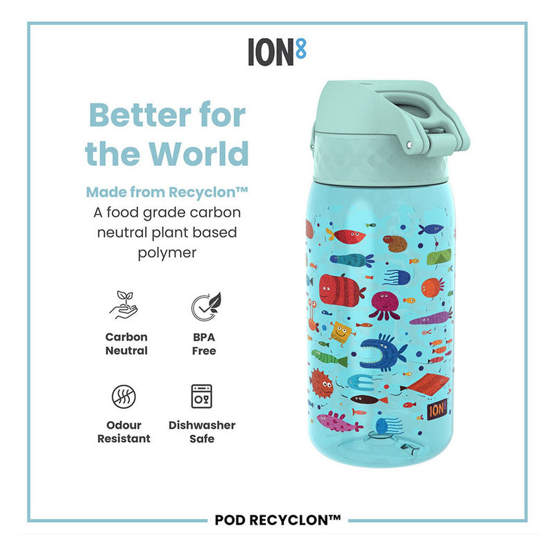 Ion8 water bottle fish blue 350ml, UK version