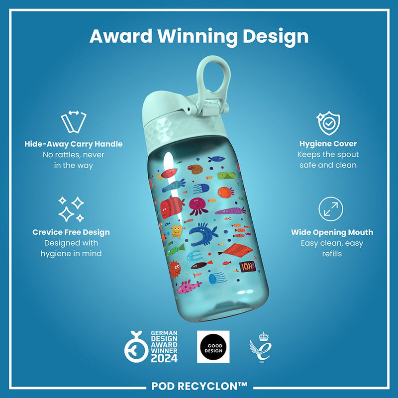 Ion8 water bottle fish blue 350ml, UK version
