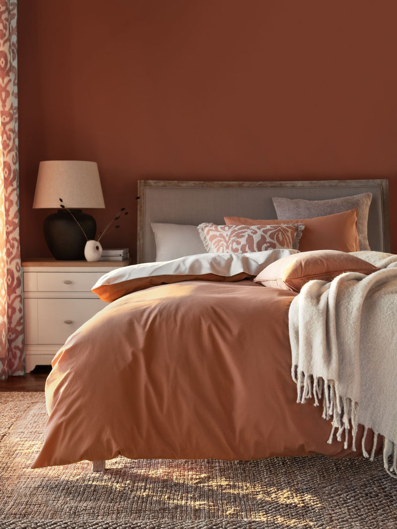 Natural Cotton Rich Plain Duvet Cover and Pillowcase Set