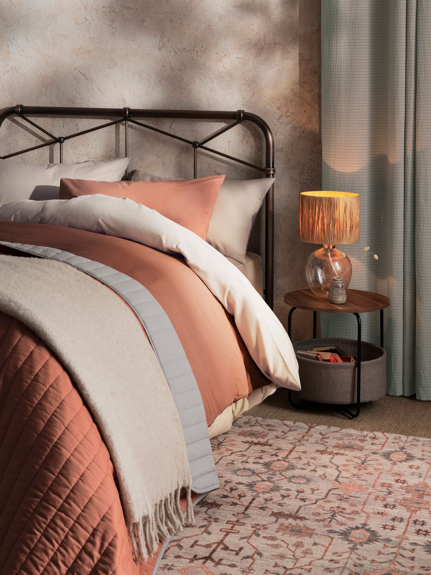 Natural Cotton Rich Plain Duvet Cover and Pillowcase Set