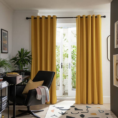 Argos Habitat Plain Blackout Eyelet Curtains - Mustard 229cm x 137cm (Pair)- Buy online at McGrocer