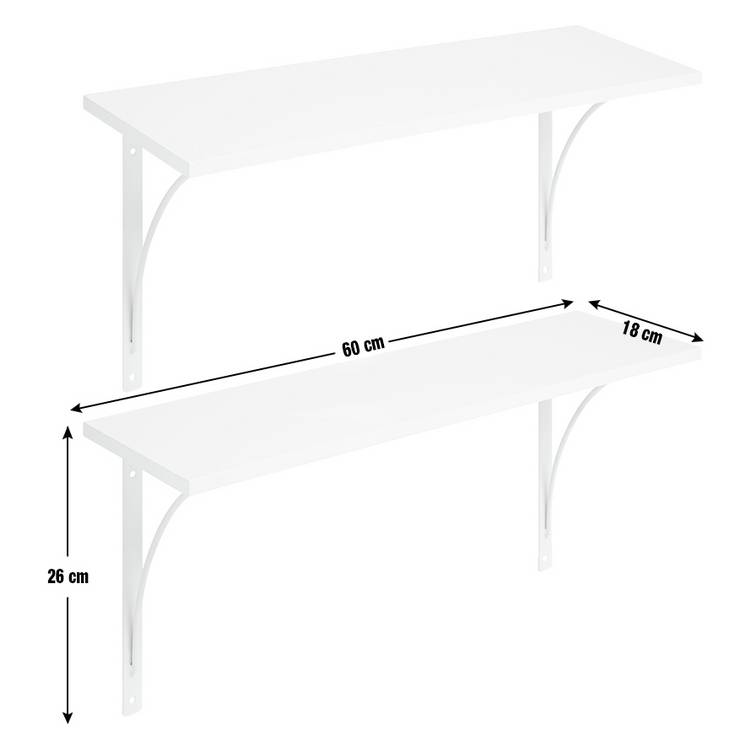 Habitat white bracket shelves 60cm set of 2 - British product