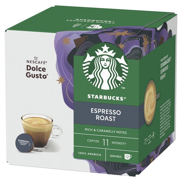 STARBUCKS Dark Espresso Roast Coffee Pods by NESCAFE Dolce Gusto   12 per pack GOODS M&S   