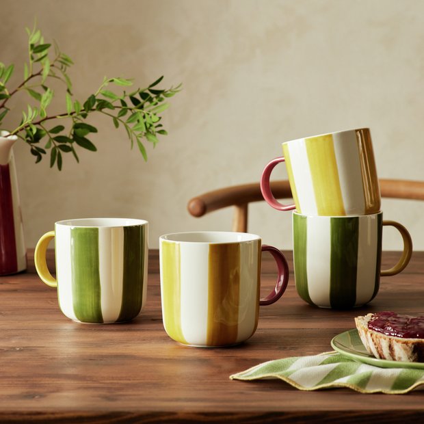Habitat stripe mugs 4pk, imported from the UK