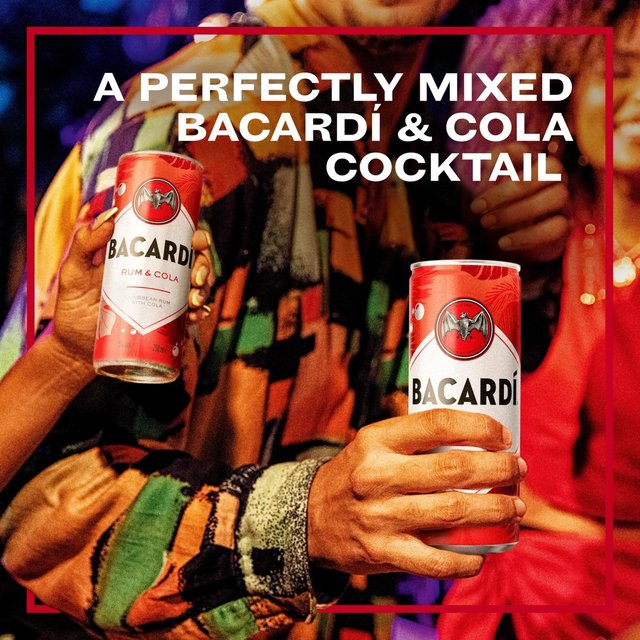 Bacardi Rum & Cola Premix Rum Cocktail   250ml GOODS M&S   