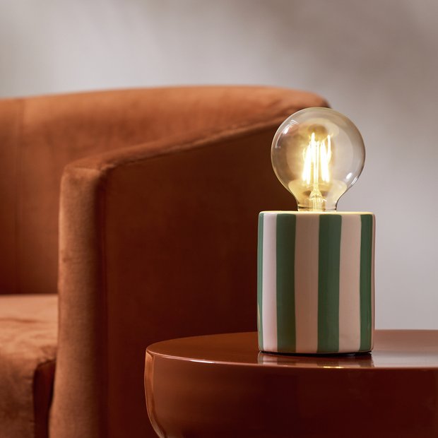 Habitat ceramic stripe bulb holder green, UK version