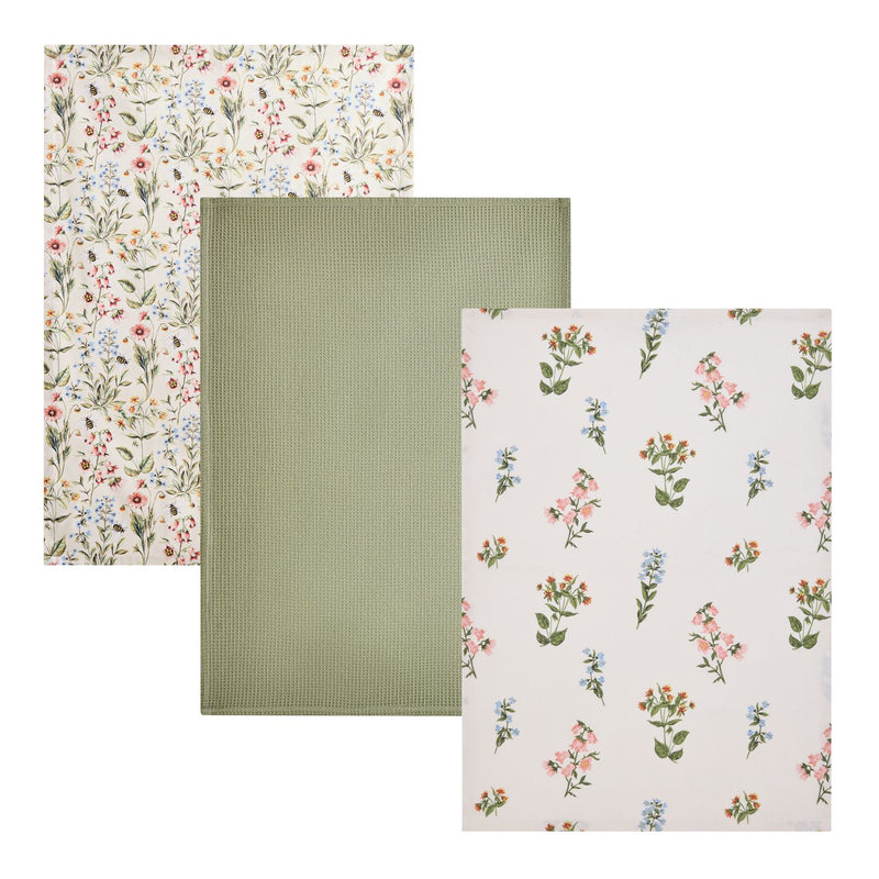 Argos Home bee floral cotton textile set cream, UK version