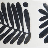 Habitat 12 piece stoneware dinner set in black and white leaf pattern, imported from the UK