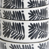 Habitat 12 piece stoneware dinner set in black and white leaf pattern, imported from the UK