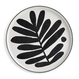 Habitat 12 piece stoneware dinner set in black and white leaf pattern, imported from the UK