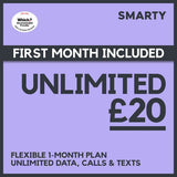 SMARTY Unlimited SIM pre-loaded pay as you go, imported from the UK