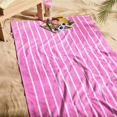 Argos Habitat Pink Skinny Stripe Cotton Beach Towel 150 x 80cm- Buy online at McGrocer