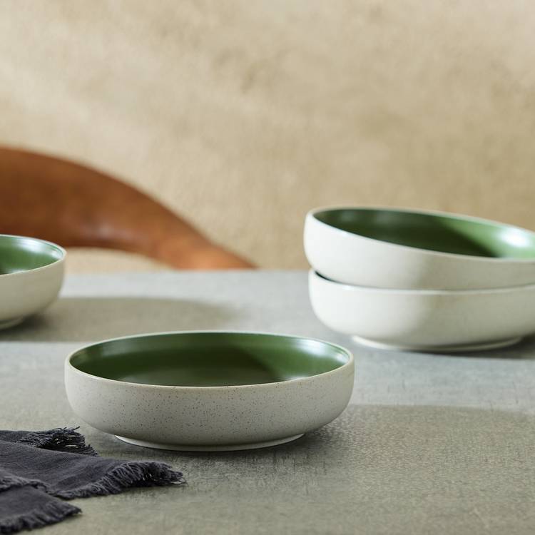 Habitat green stoneware pasta bowls set of 4, imported from the UK