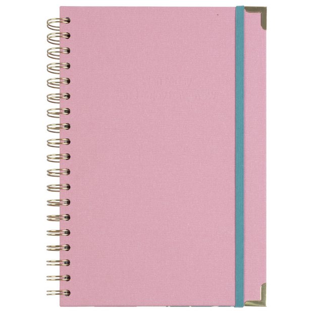 Habitat Country Linen B5 spiral-bound student planner in pink (British brand)