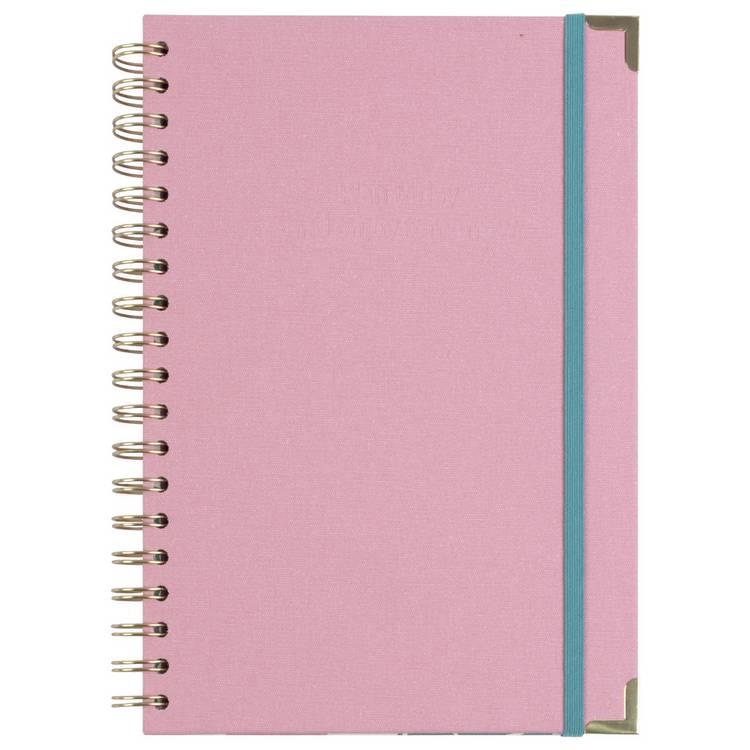 Habitat Country Linen B5 spiral-bound student planner in pink (British brand)