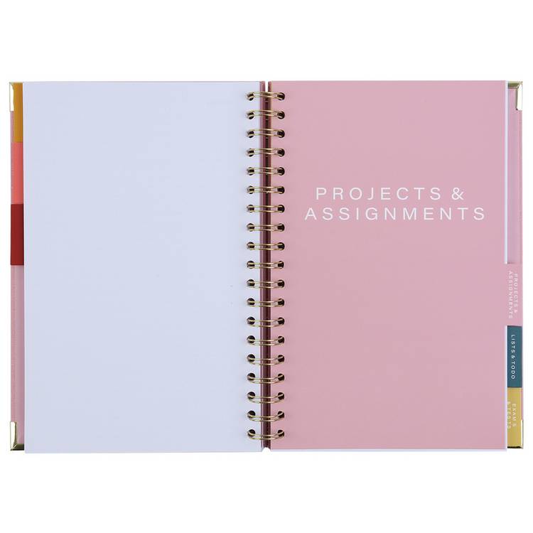 Habitat Country Linen B5 spiral-bound student planner in pink (British brand)
