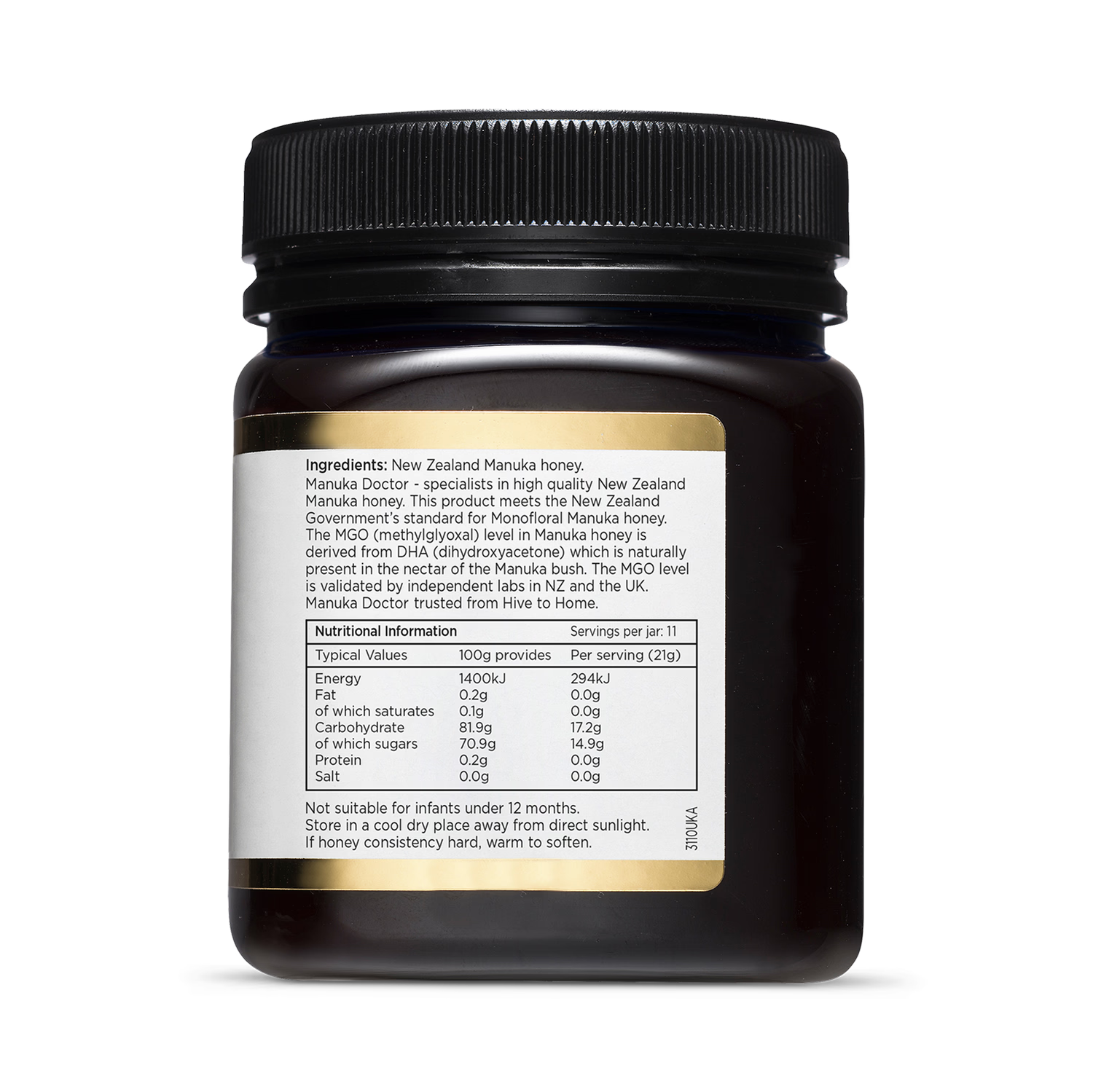 Manuka Doctor Monofloral Manuka Honey MGO 340 250g, imported from the UK