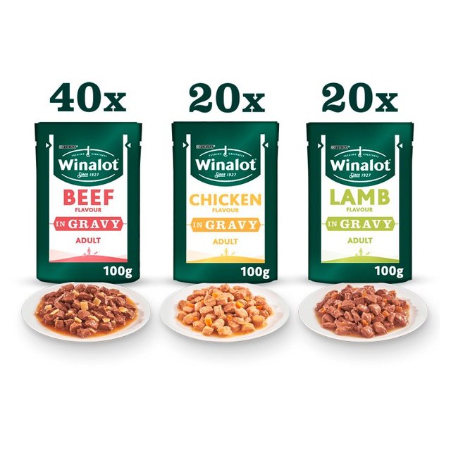 Winalot Meaty Chunks Mixed in Gravy Wet Dog Food    80 x 100g