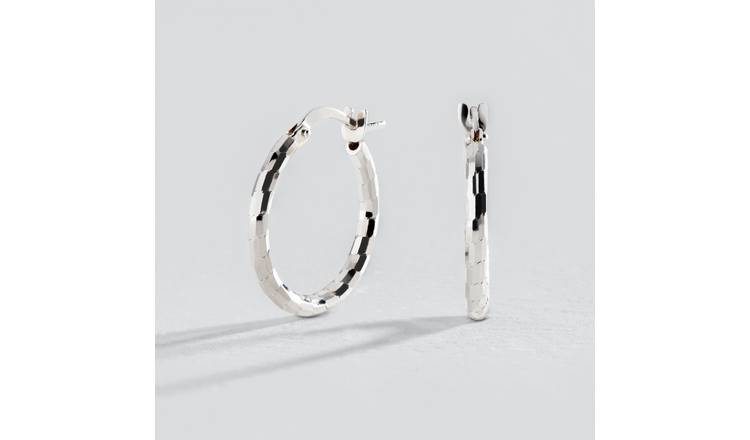 Revere Italian Sterling Silver Diamond Cut Hoop Earrings