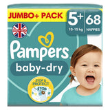 Pampers Baby-Dry Size 5+, 68 Nappies, 12kg-17kg, Jumbo+ Pack GOODS Boots   