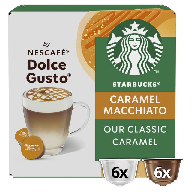 STARBUCKS Caramel Macchiato Coffee Pods by NESCAFE Dolce Gusto   12 per pack GOODS M&S   