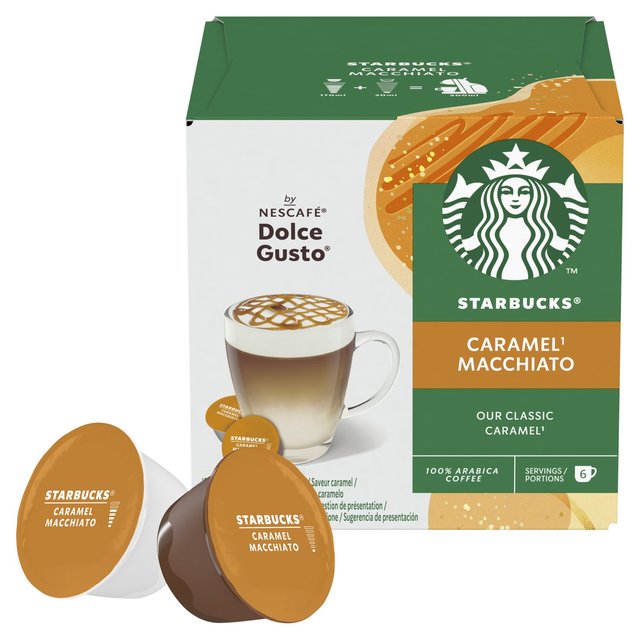 STARBUCKS Caramel Macchiato Coffee Pods by NESCAFE Dolce Gusto   12 per pack GOODS M&S   