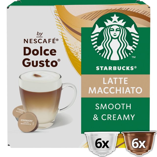 STARBUCKS Latte Macchiato Coffee Pods by NESCAFE Dolce Gusto   12 per pack GOODS M&S   