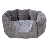 Oval pet bed in grey cord medium (British brand)
