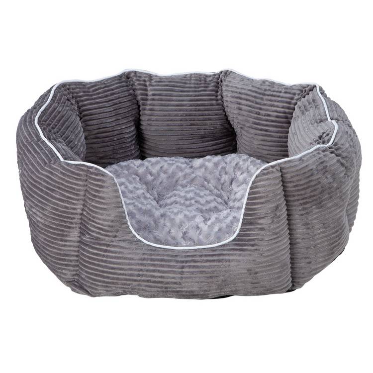 Oval pet bed in grey cord medium (British brand)
