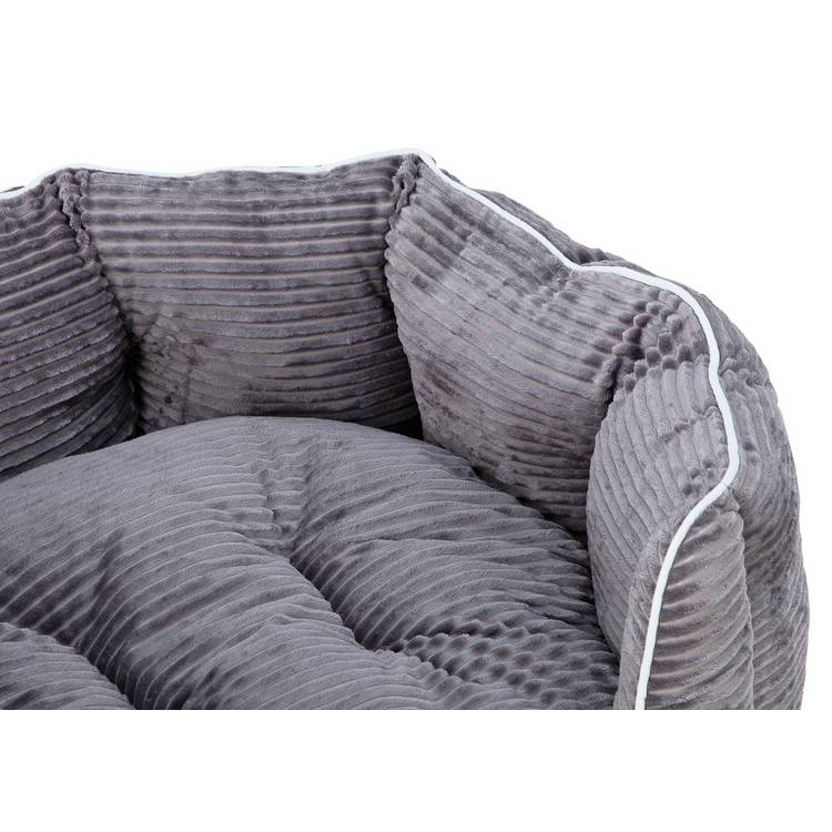 Oval pet bed in grey cord medium (British brand)