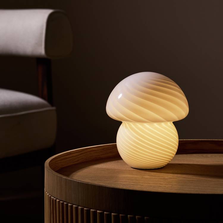 Habitat mushroom striped white table lamp (British brand)