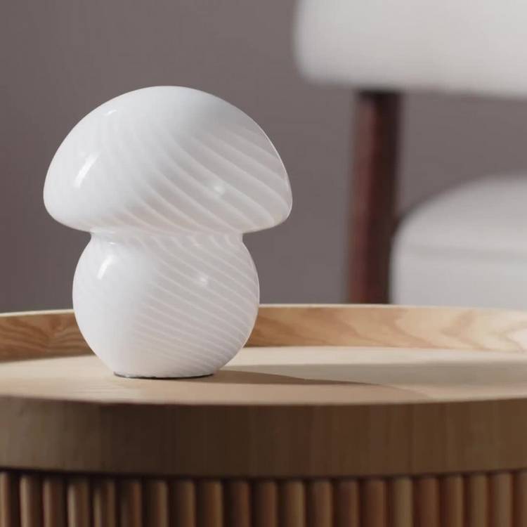 Habitat mushroom striped white table lamp (British brand)