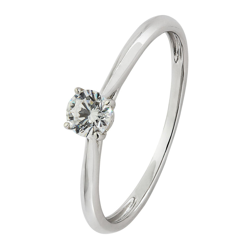 Revere 9ct White Gold Cubic Zirconia Engagement Ring - K