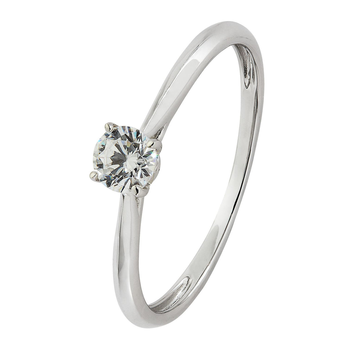 Revere 9ct White Gold Cubic Zirconia Engagement Ring - K