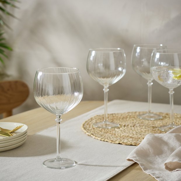 Habitat optic ribbed gin glasses set of 4 (British brand)