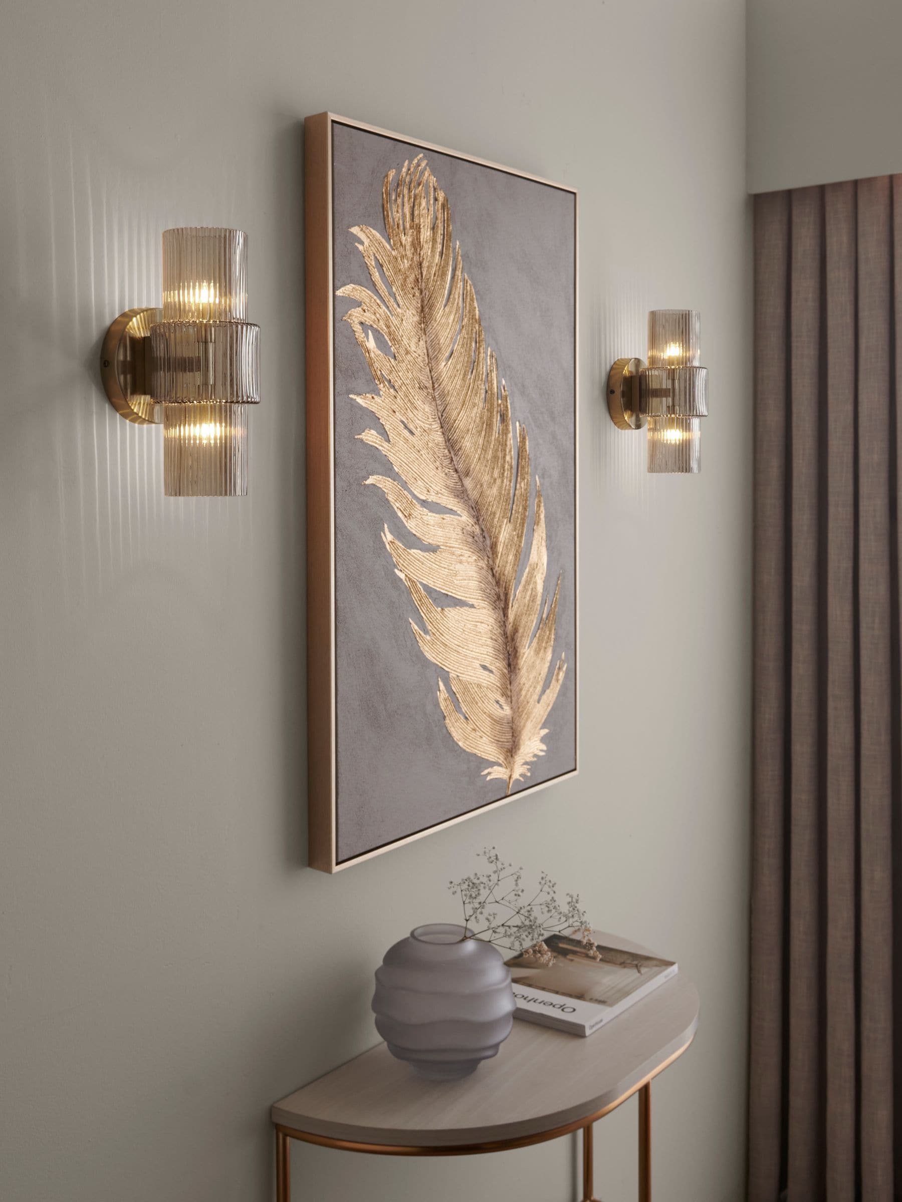 Lipsy gold ribbed glass wall light (British brand)