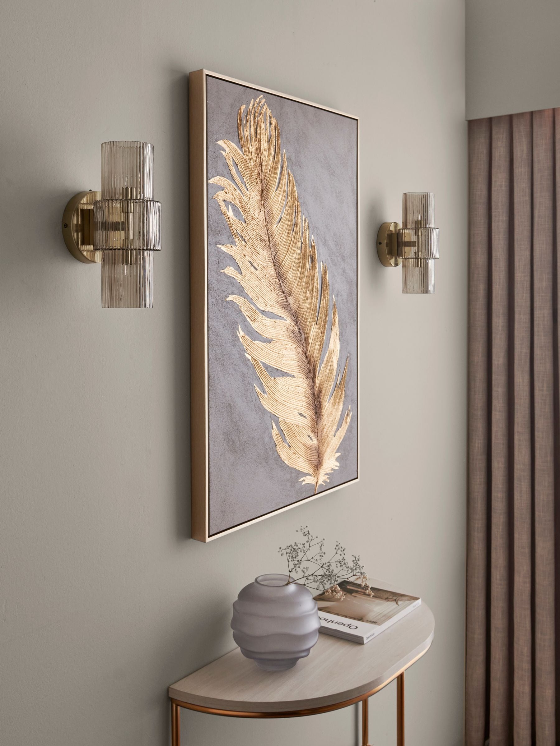 Lipsy gold ribbed glass wall light (British brand)