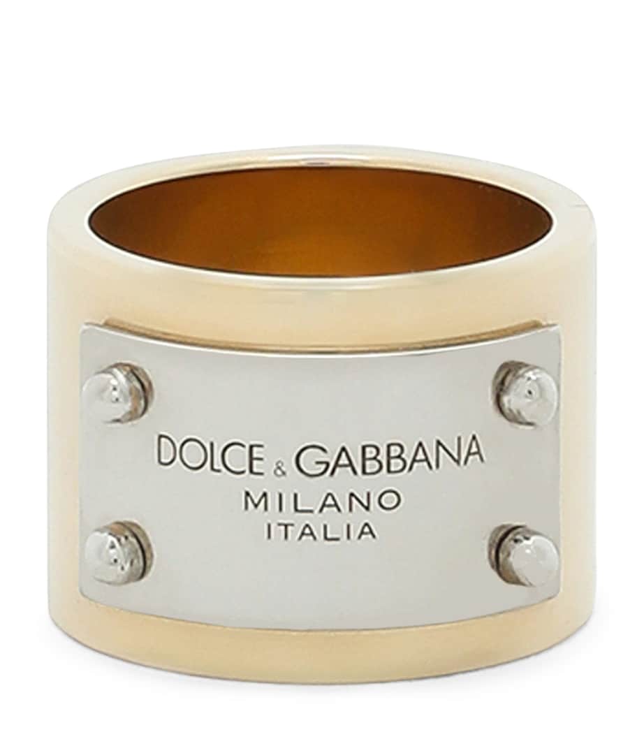 Dolce&Gabbana engraved logo-plaque ring in brass (British brand)