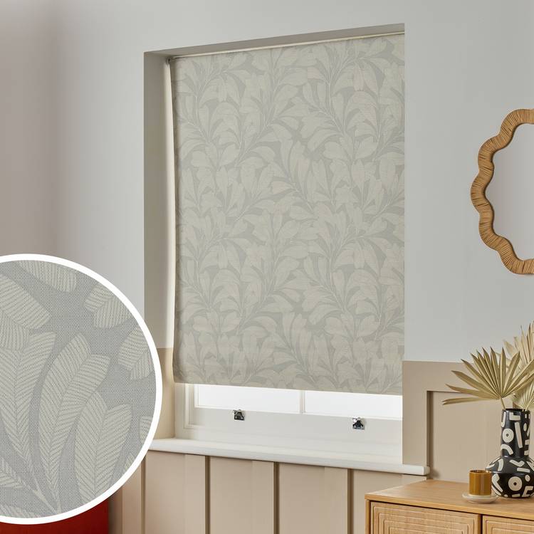 Habitat grey linear leaves blackout roller blind 90cm, UK version