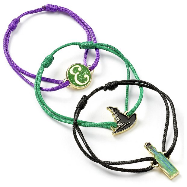Wicked Elphaba friendship bracelet set with charms, adjustable cord, imported from the UK