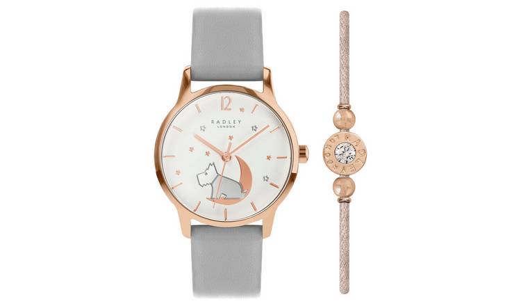 Radley Star Moon Grey Leather Strap Watch & Bracelet Set