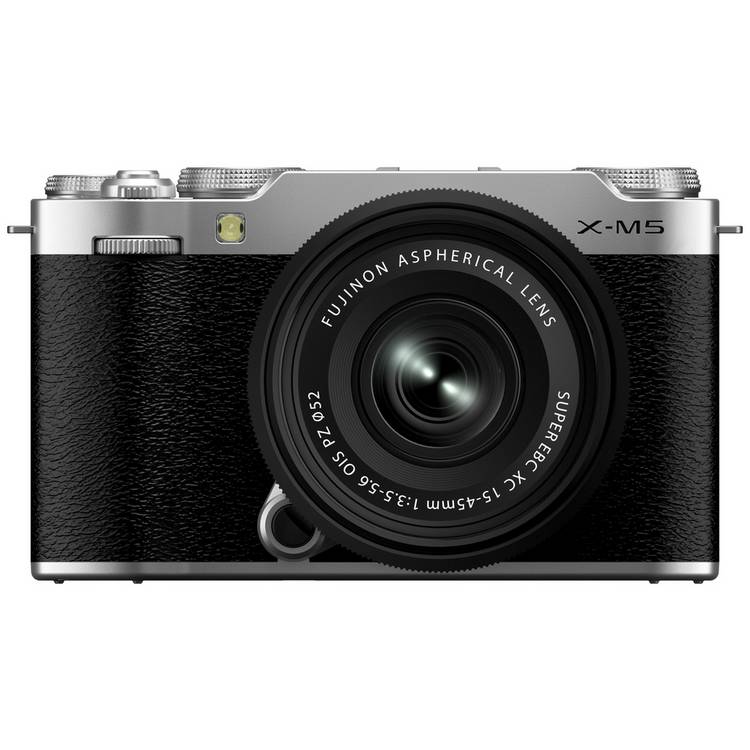 Fujifilm X-M5 mirrorless camera with 15-45mm lens silver, UK version
