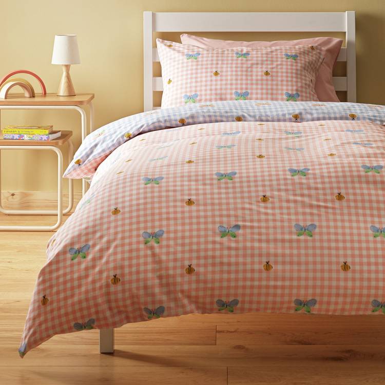 Argos Home bee gingham toddler bedding set, imported from the UK