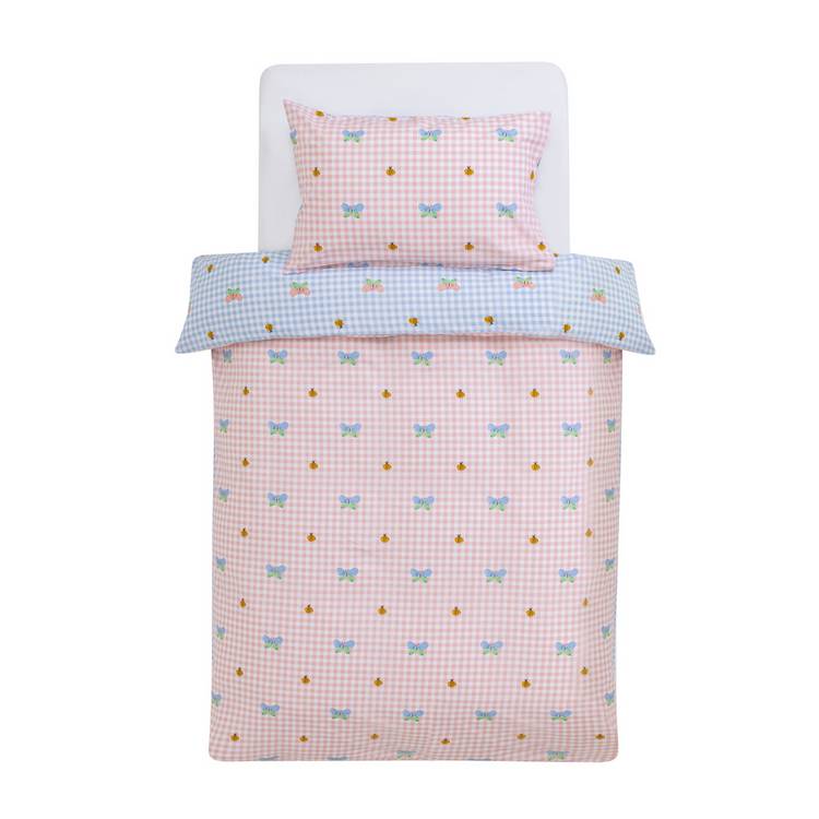 Argos Home bee gingham toddler bedding set, imported from the UK