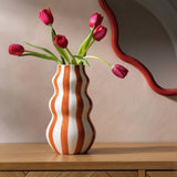 Habitat hand painted stripe vase rust 25cm (British brand)