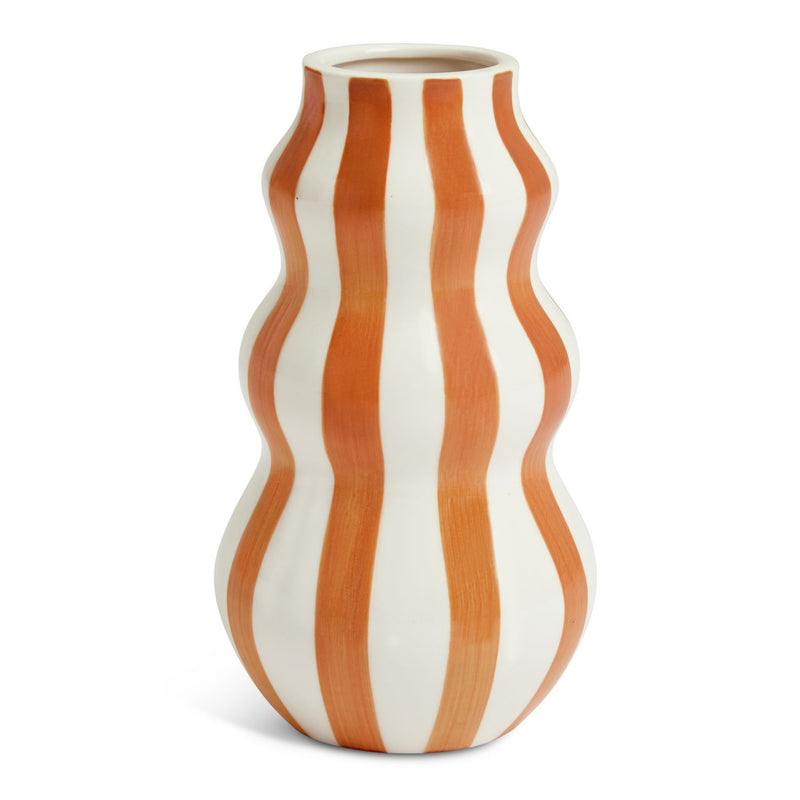 Habitat hand painted stripe vase rust 25cm (British brand)