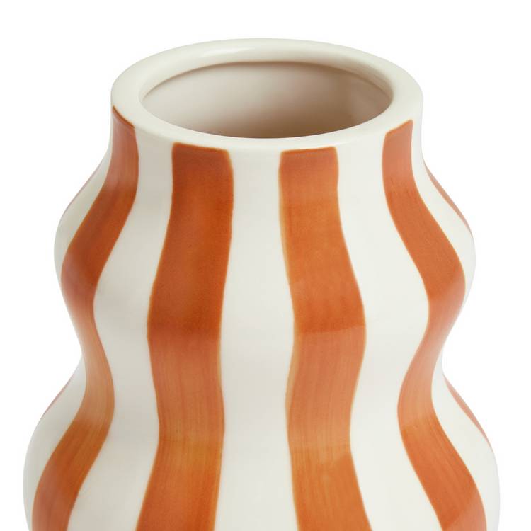 Habitat hand painted stripe vase rust 25cm (British brand)