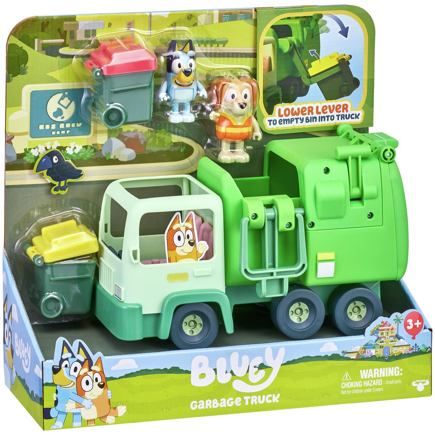 Bluey articulated garbage truck toy with figures (British brand)