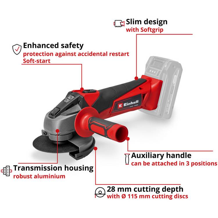 Einhell cordless angle grinder 115mm, imported from the UK