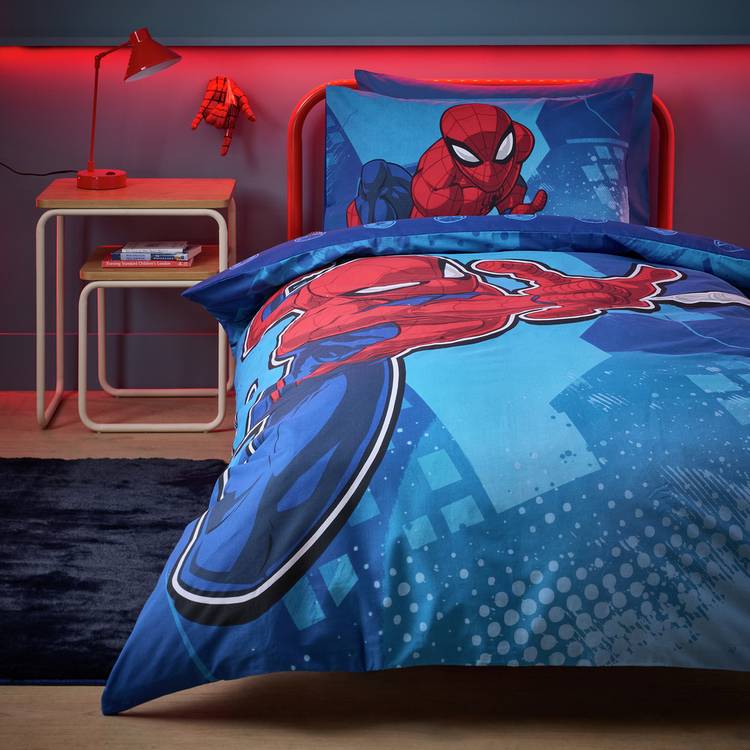 Disney Spiderman kids bedding set blue red single, imported from the UK